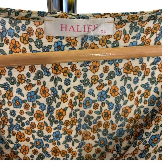 HALIFE Bohemian Ethnic Summer Beach Dress Boho Cover Up Short Floral Flowy XL - Picture 3 of 12